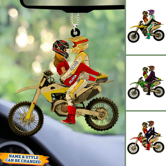 Personalized Vintage Car Ornament 2025, Custom Name Acrylic Decoration, Unique Dirt Bike & Landscape Gift For Husband Boyfriend And Car Lovers