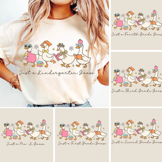 Back to School Goose Preppy Floral Pre-k 1st/2nd/3rd/4th Grade