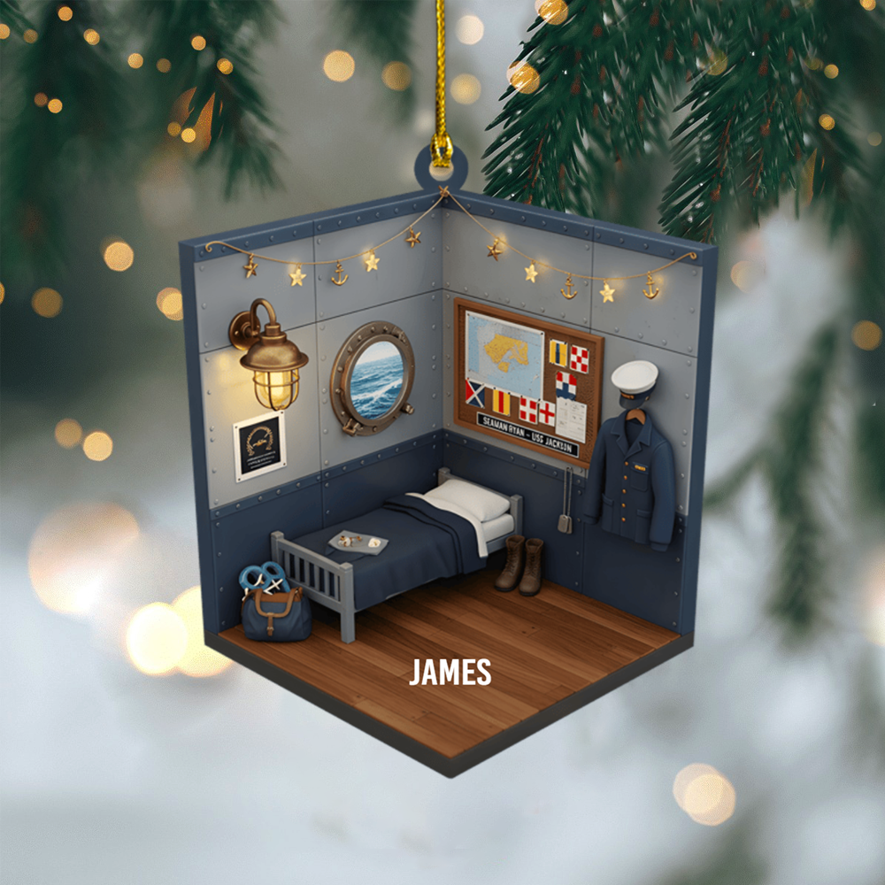 Personalized Sailor Ornament 2025 – Custom Nautical Bedroom Ornament, Navy Military Keepsake Gift for Sailors and Veterans Ornament