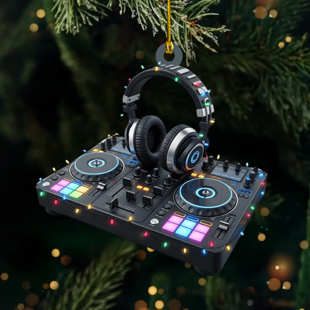 Personalized DJ Ornament 2025 – Custom Name Turntable and Headphones Christmas Tree Decoration Ornament