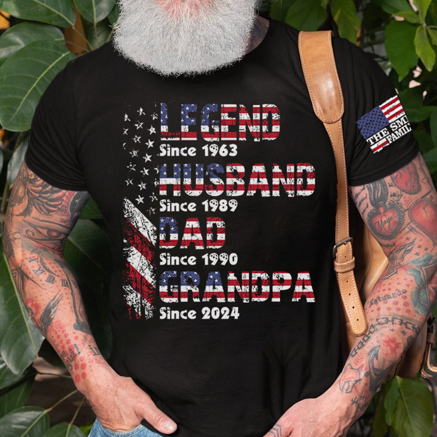 Personalized Legend Husband Dad Papa Since Flag Shirt