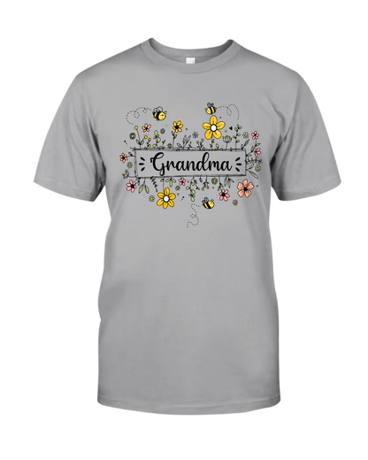 Personalized Grandma Flower Bee And Grandkids Custom Names