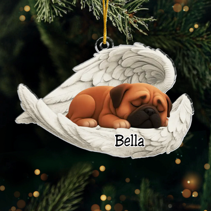 Custom Bullmastiff Angel Dog Ornament – Personalized Sleeping Dog Christmas Gift for Dog Lovers, Pet Memorial Tree Decoration Ornament