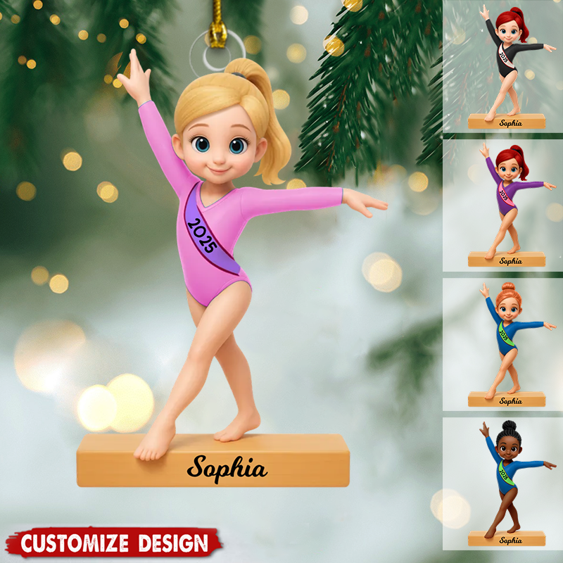 Personalized Gymnast Girl Christmas Ornament 2025, Custom 3D Acrylic Decoration, Unique Holiday Gift For Daughter & Granddaughter Ornament