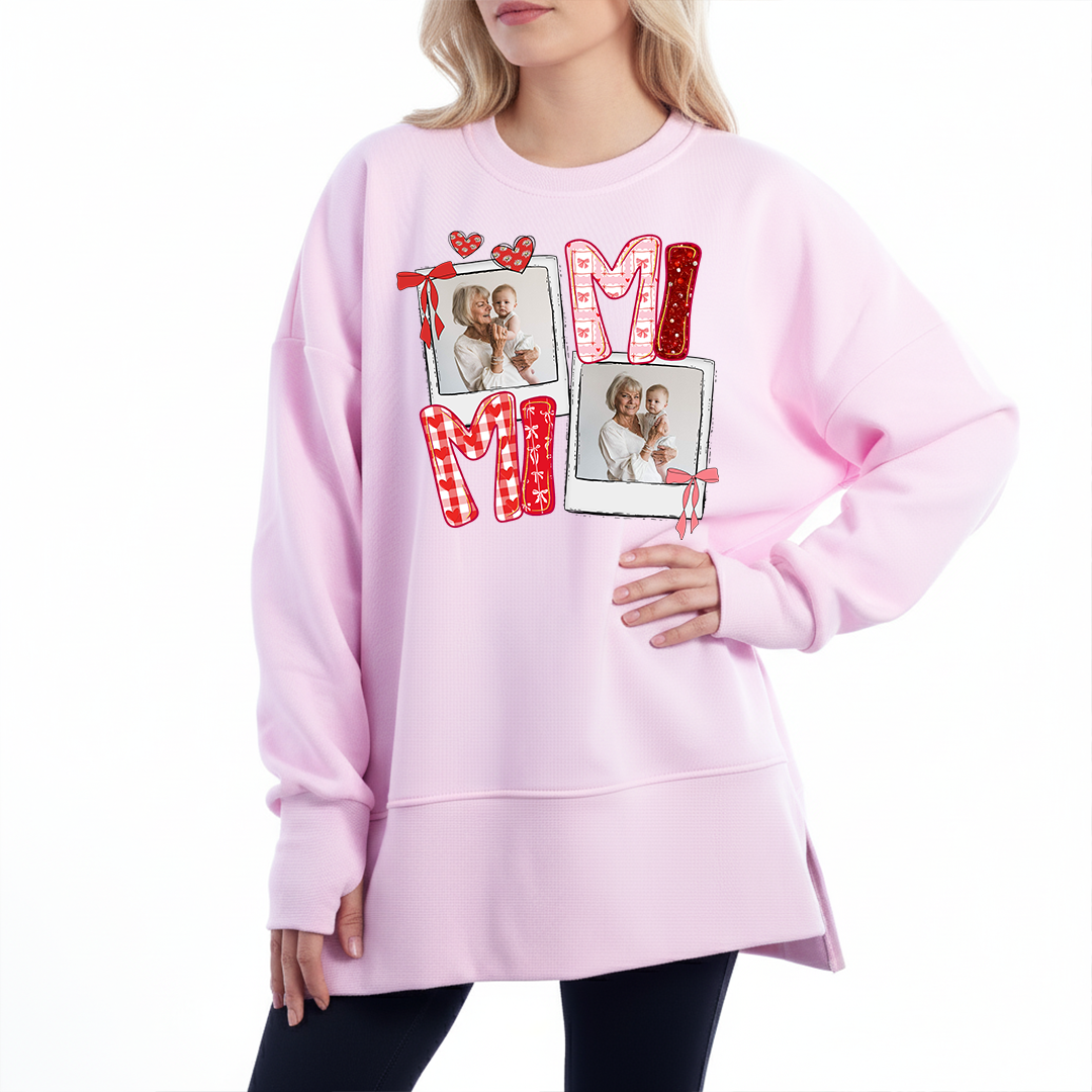 Preppy Gigi Valentine Glitter Effect Photo - Personalized Shirt - Heartfelt Gift for Mom Sweatshirt Oversized