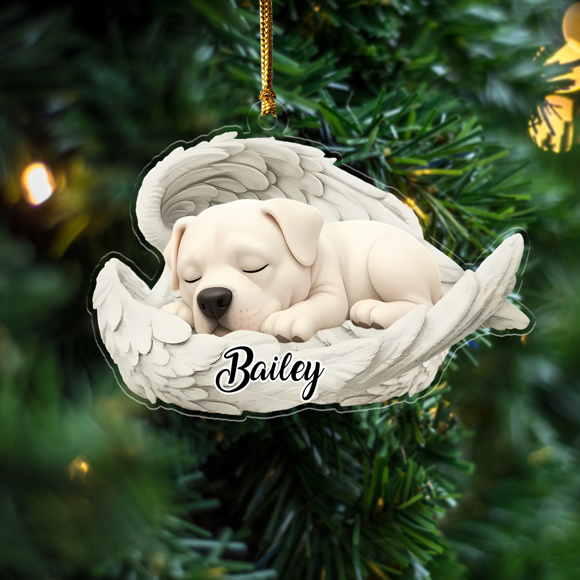 Custom Dogo Argentino Angel Ornament – Personalized Sleeping Dog Christmas Gift for Dog Lovers, Pet Memorial Tree Decoration Ornament