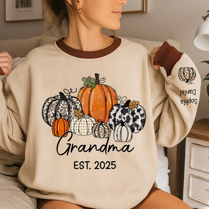 Autumn Pumpkin Grandma And Grandkids Personalized