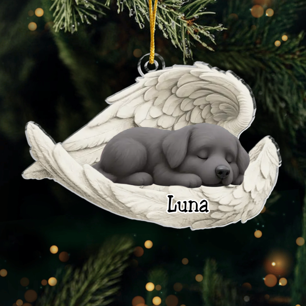 Custom Great Pyrenees Angel Ornament – Personalized Sleeping Dog Christmas Gift for Dog Lovers, Pet Memorial Tree Decoration Ornament