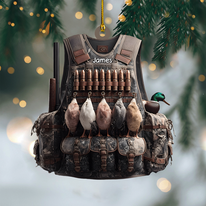 Personalized Duck Hunter Ornament 2025 – Custom Name Hunting Vest Christmas Ornament, Gift for Hunters & Outdoorsmen Ornament