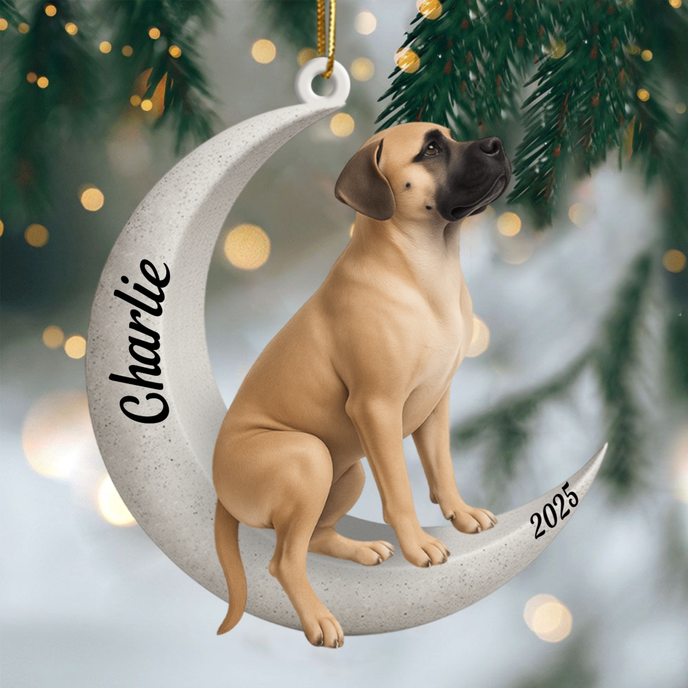 Custom Doberman Pinscher On The Moon Ornament 2025, Custom Double-Sided Acrylic Decoration, Unique Christmas Gift For Dog Lovers Copy Ornament