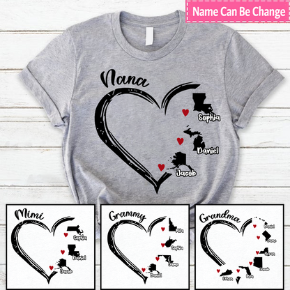 United States Map Nana And Kids Custom Name CTH01