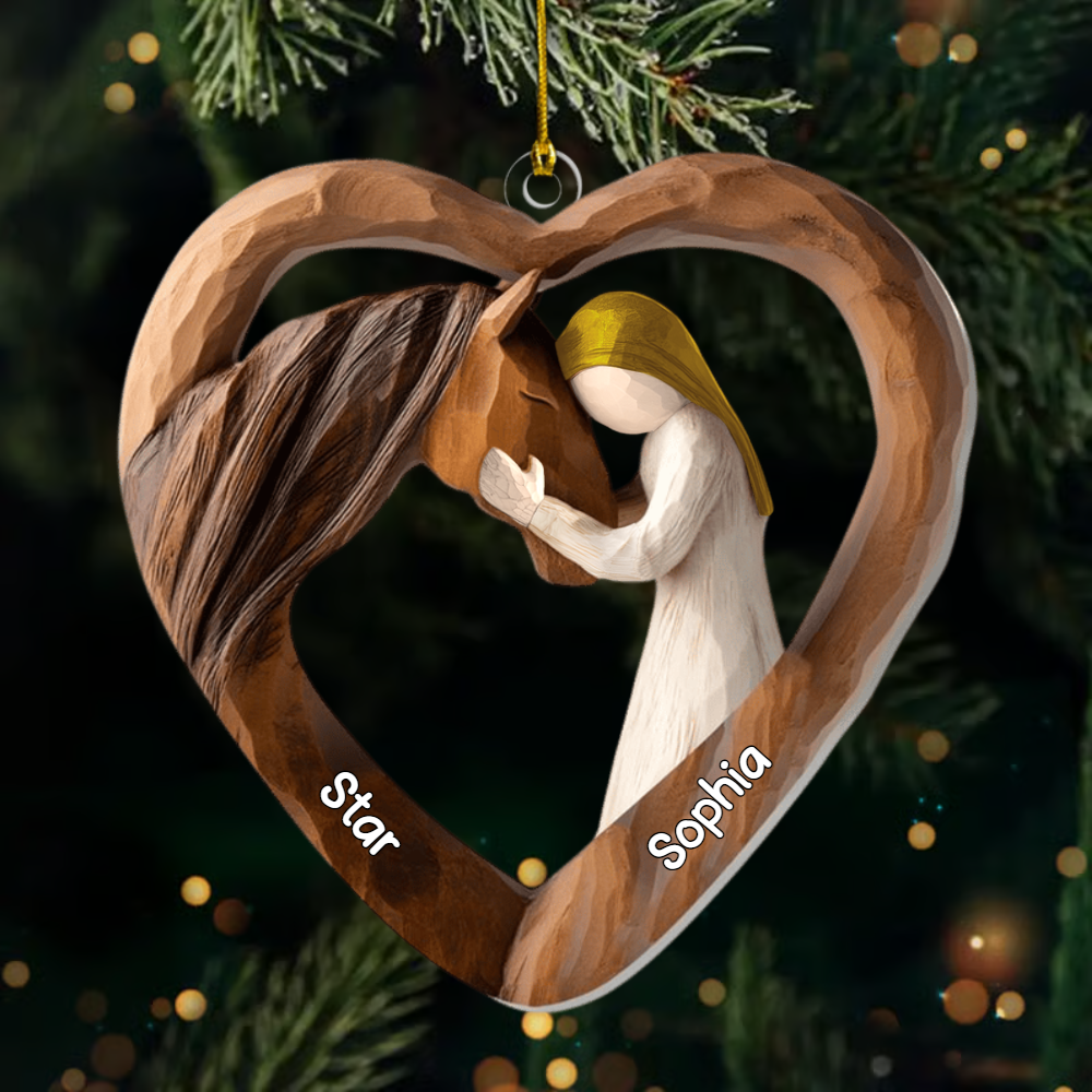 Personalized Equestrian Bond Ornament 2025, Custom Acrylic Heart Decoration, Unique Christmas Gift For Horse Lovers And Riders Ornament