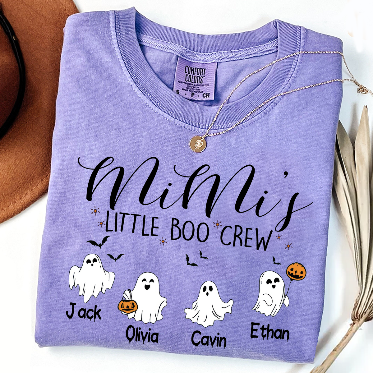 Comfort Colors® Custom Halloween Grandma Shirt, Grandma Boo Crew Shirt, Grandma's Bootiful Crew Shirt
