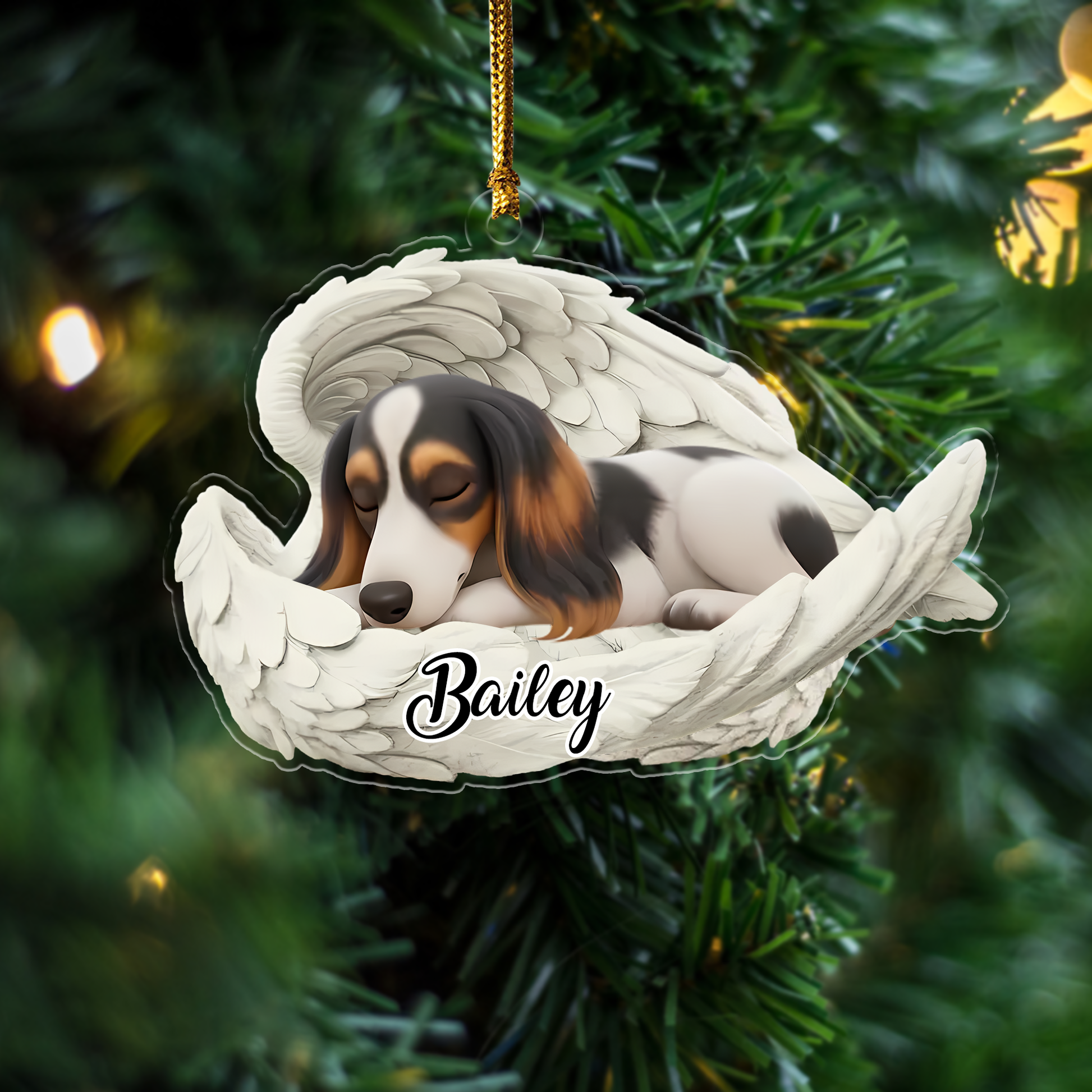 Custom Saluki Angel Ornament – Personalized Sleeping Dog Christmas Gift for Dog Lovers, Pet Memorial Tree Decoration Ornament