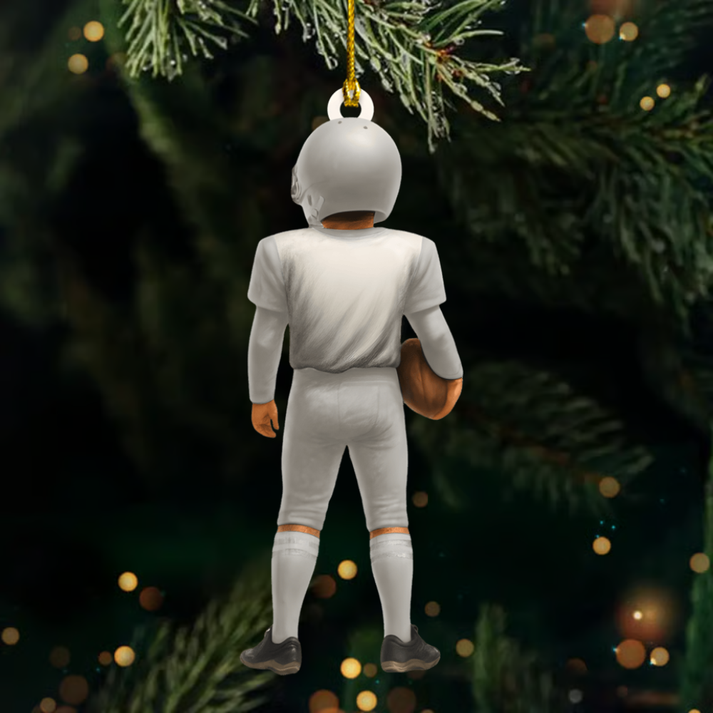 Personalized Football Player Ornament 2025 – Custom Jersey Number & Name Ornament, Sports Christmas Gift for Football Lovers Ornament