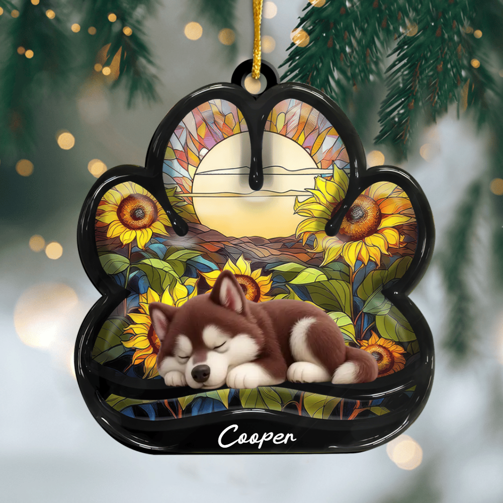 Custom Alaskan Malamute Pawprint Acrylic Ornament – Personalized Pet Memorial Keepsake for Christmas Ornament