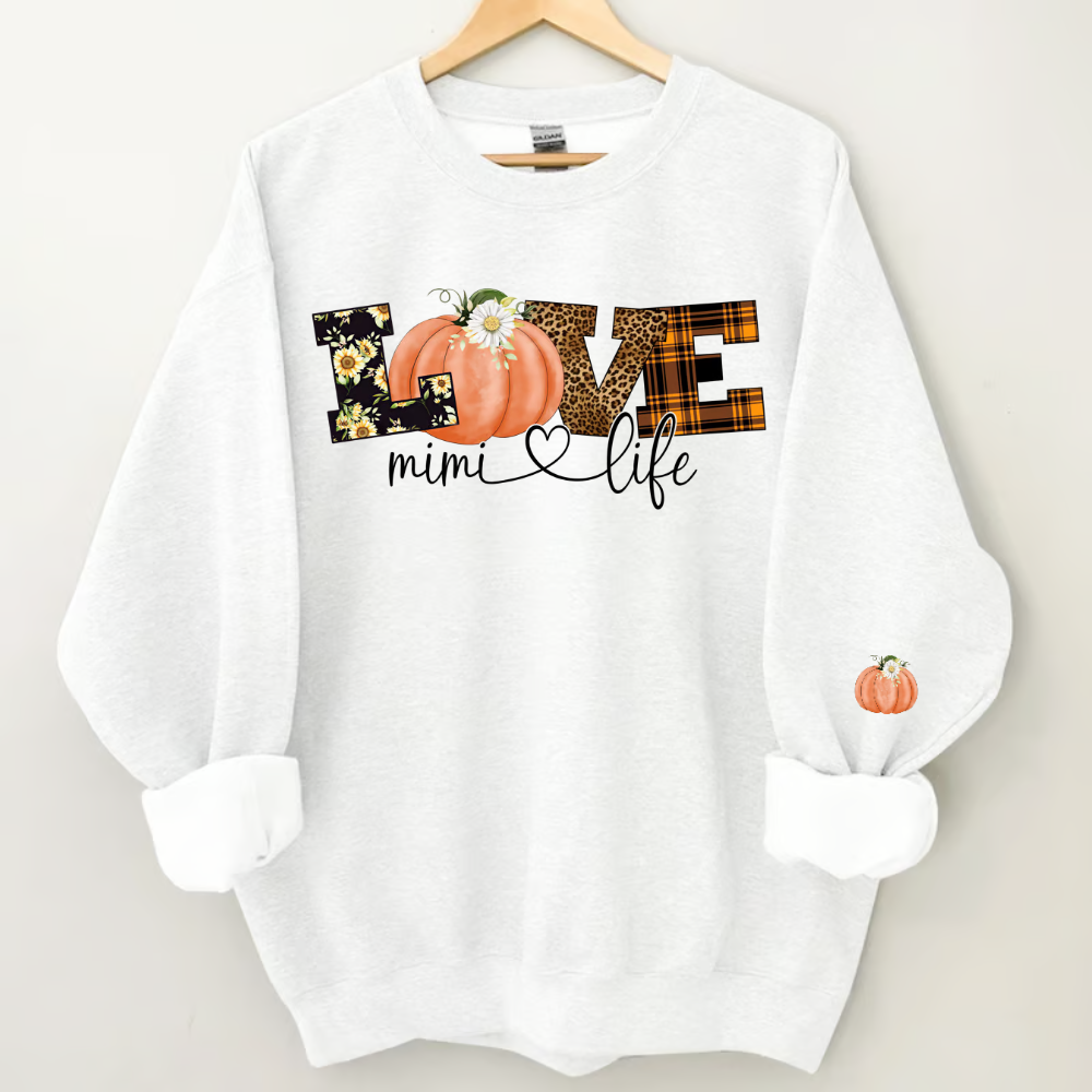 Personalized Love Grandma Life Fall Season Pumpkin Sweatshirt Sweatshirt