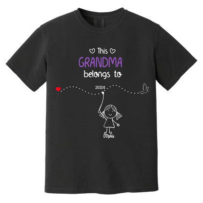 Personalized Grandma Shirt with Kids Names & Birth Years, Custom Family Timeline T-Shirt Gift