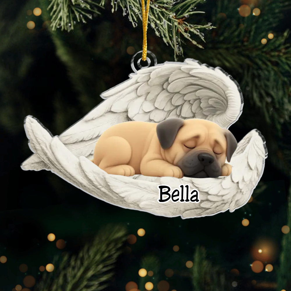 Custom Boerboel Angel Dog Ornament – Personalized Sleeping Dog Christmas Gift for Dog Lovers, Pet Memorial Tree Decoration Ornament