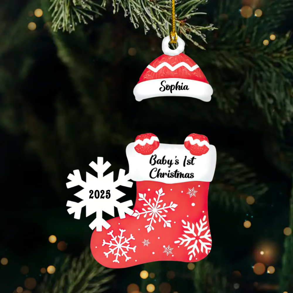 Custom Photo Baby's 1st Christmas, Personalized Cutout Acrylic Ornament
