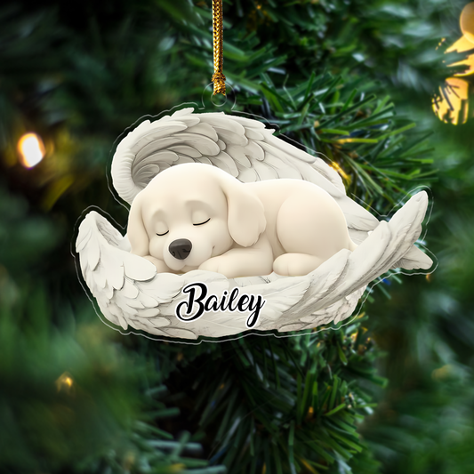 Custom Maremma Sheepdog Angel Ornament – Personalized Sleeping Dog Christmas Gift for Dog Lovers, Pet Memorial Tree Decoration Ornament