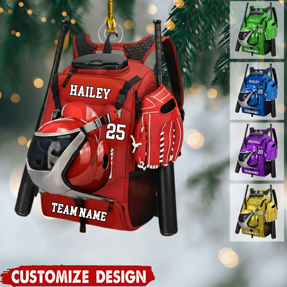 Custom Baseball & Softball Ornament – Personalized Sports Bag Design, Perfect Christmas Gift for Players and Fans Ornament