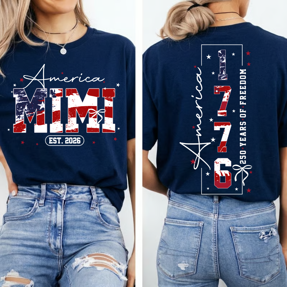Personalized America Nana and Grandkids, America 1776, 250 Years of Freedom Comfort Colors® T-shirt