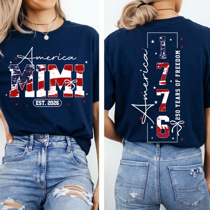 Personalized America Nana and Grandkids, America 1776, 250 Years of Freedom Comfort Colors® T-shirt