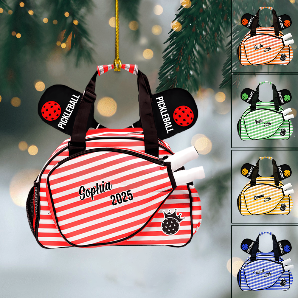Personalized Pickleball Ornament 2025 – Custom Name Sports Bag Christmas Tree Decoration Gift Ornament