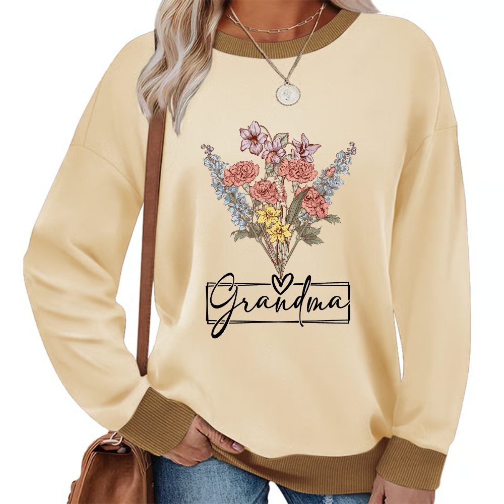Personalized Wildflower Grandma And Kids Name Shirt Sweatshirt Mix