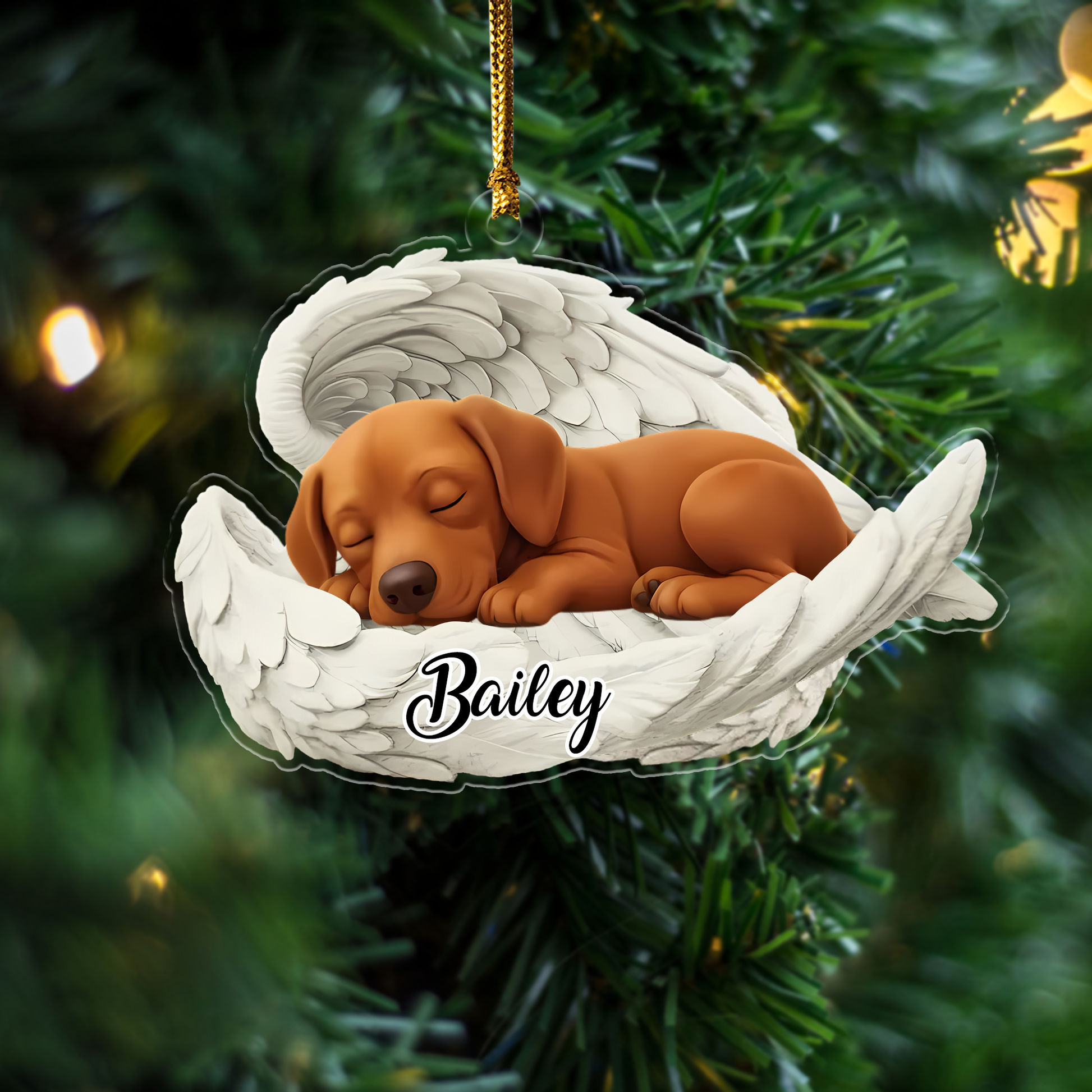 Custom Vizsla Angel Ornament – Personalized Sleeping Dog Christmas Gift for Dog Lovers, Pet Memorial Tree Decoration Ornament