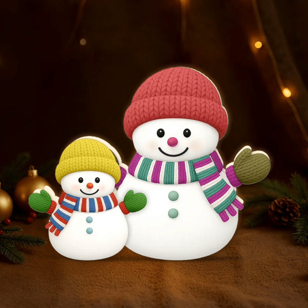 Cozy Snowman Family Acrylic Light Box – Festive Glow Décor, Heartfelt Gift for Grandma Light Box
