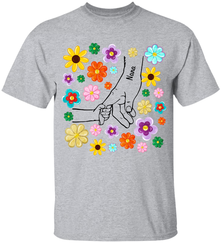 Grandma Hand Flower Color With Kid, Mother's Day Gift TH Shirt