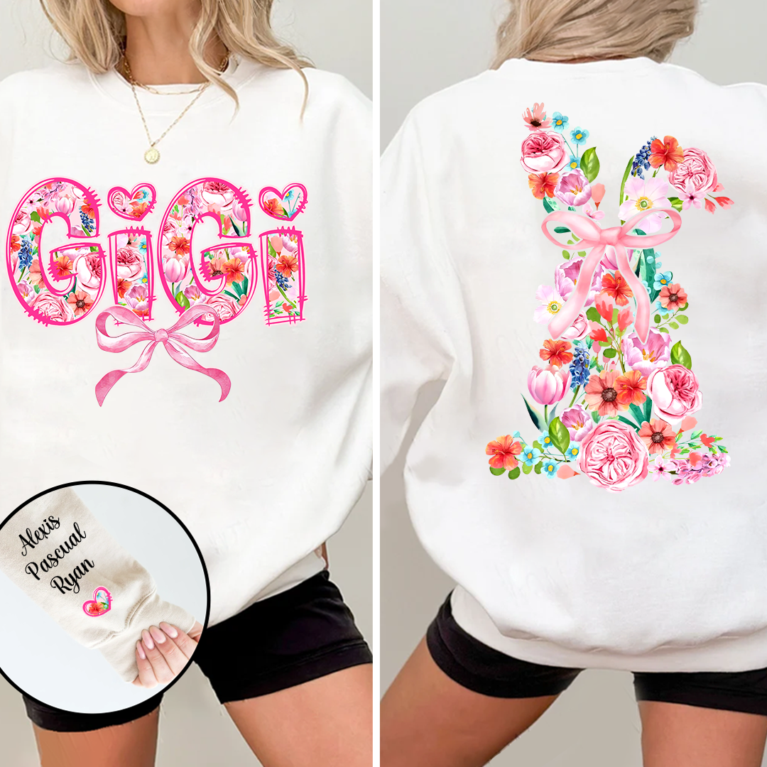 Custom Gigi Sweatshirt with Floral Design and Grandkids' Names – Perfect Gift for Grandmothers Sweatshirt
