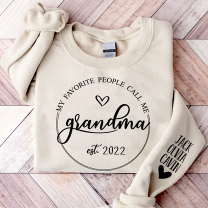 Personalized Grandma Est With Grandkids 2024 Sweatshirt