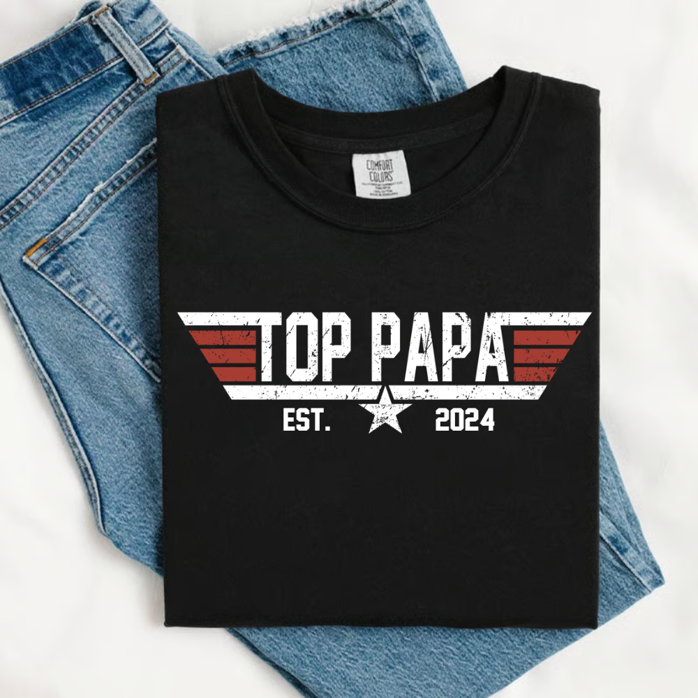 Personalized Top Papa Hoodie – Custom Kids’ Names & Est. Year, Military-Style Family Gift for Dad, Poppy, Grandpa, Daddy