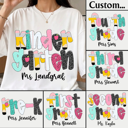 Custom Grade Leve Back To School, Teacher Team Shirt