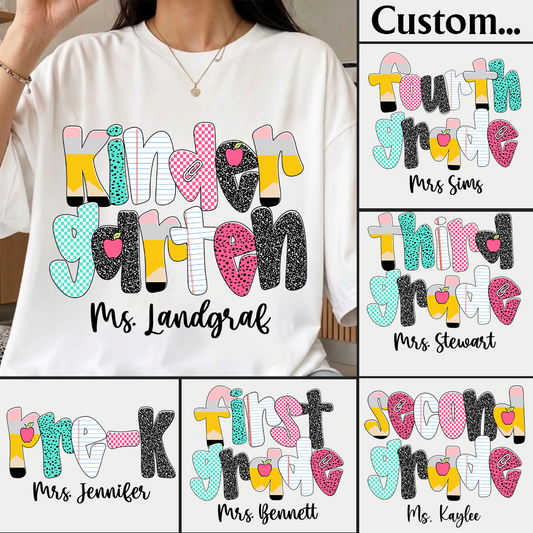 Custom Grade Leve Back To School, Teacher Team Shirt