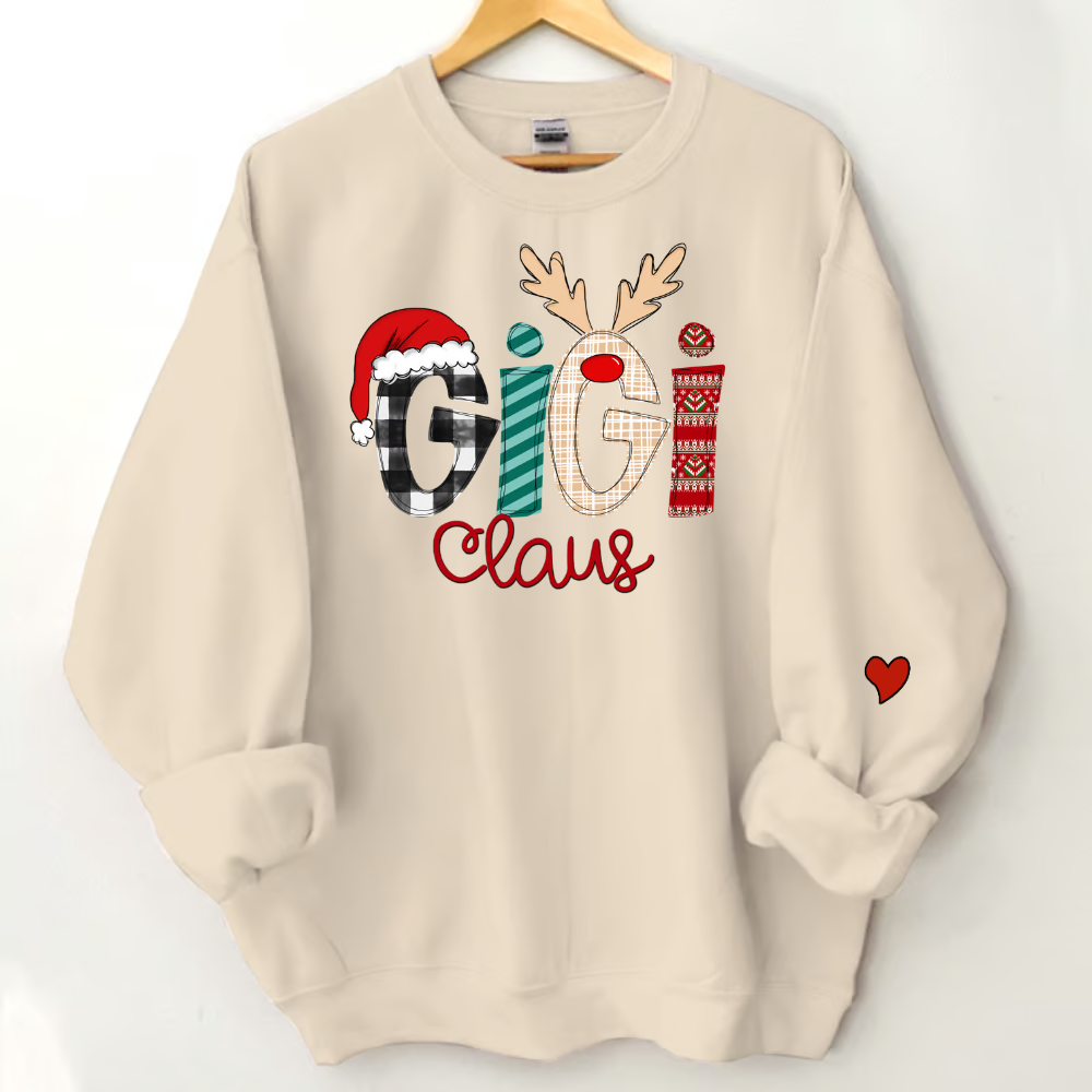 Custom Christmas Gigi Claus And Grandkids Sweatshirt