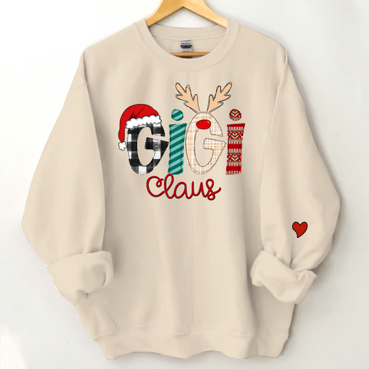 Custom Christmas Gigi Claus And Grandkids Sweatshirt