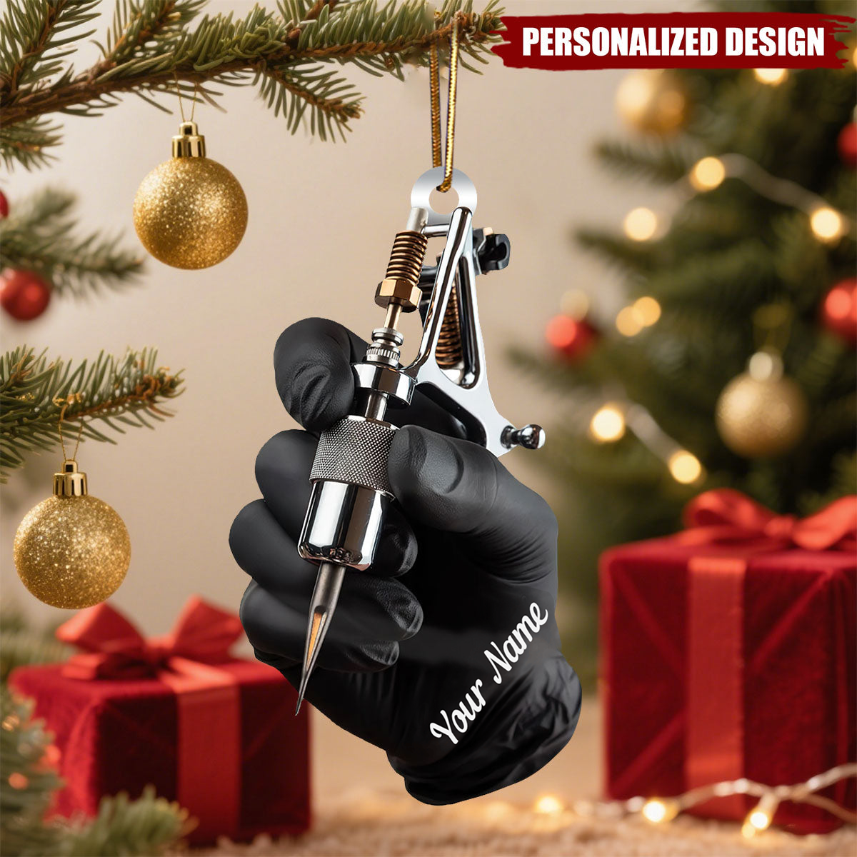 Personalized Tattoo Machine Ornament 2025, Custom Acrylic Decoration, Unique Christmas Gift For Tattoo Artists And Ink Lovers Ornament