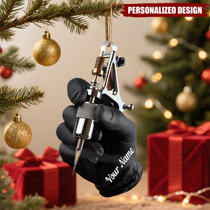 Personalized Tattoo Machine Ornament 2025, Custom Acrylic Decoration, Unique Christmas Gift For Tattoo Artists And Ink Lovers Ornament