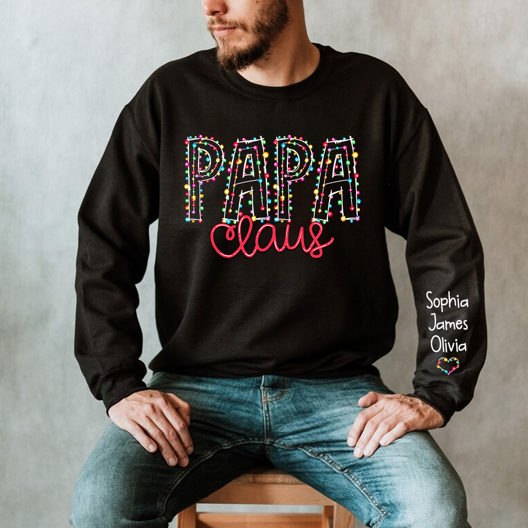 Papa Claus Christmas lights And kids Christmas Merry Sweatshirt