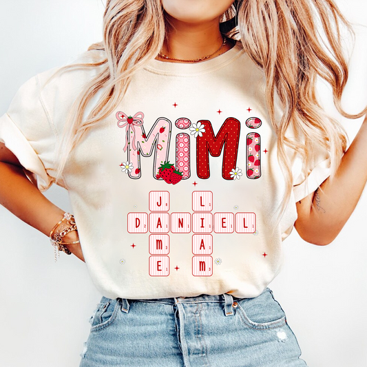 Custom Mimi Strawberry Crossword Grandkids Name