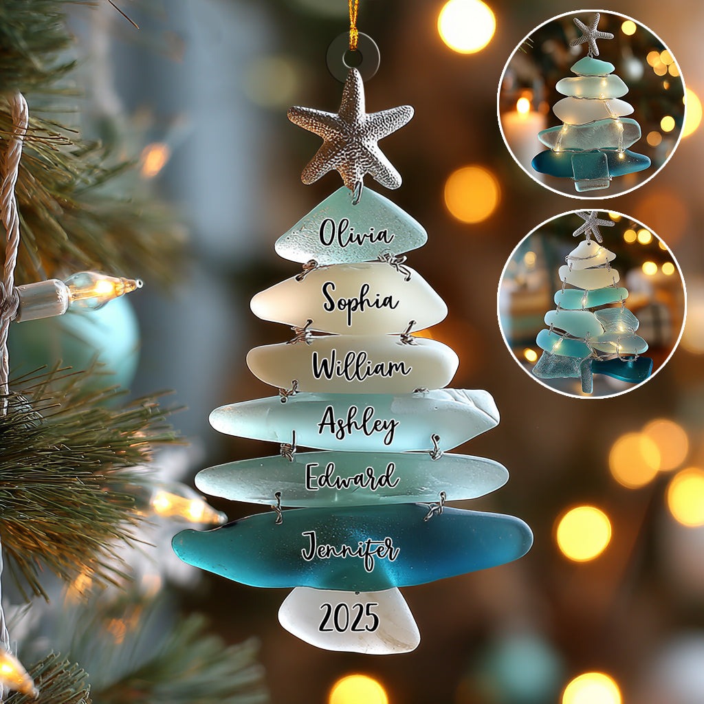 Family Sea Christmas Tree - Personalized Family Acrylic Ornament