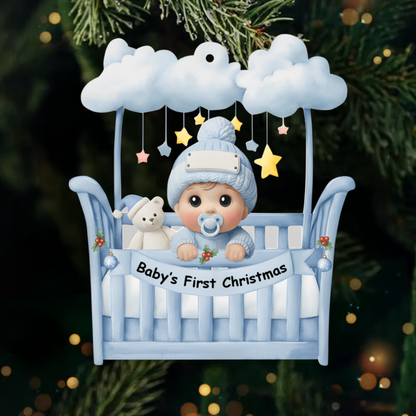 Personalized Baby First Christmas Ornament 2025 – Custom Name Crib Ornament, Newborn Keepsake Gift Ornament