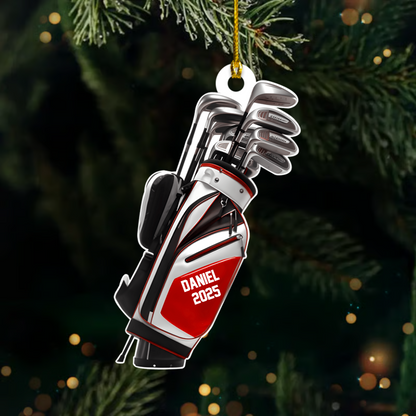 Personalized Golf Bag Ornament – Custom Name & Year Golf Clubs Christmas Gift for Golfers Ornament