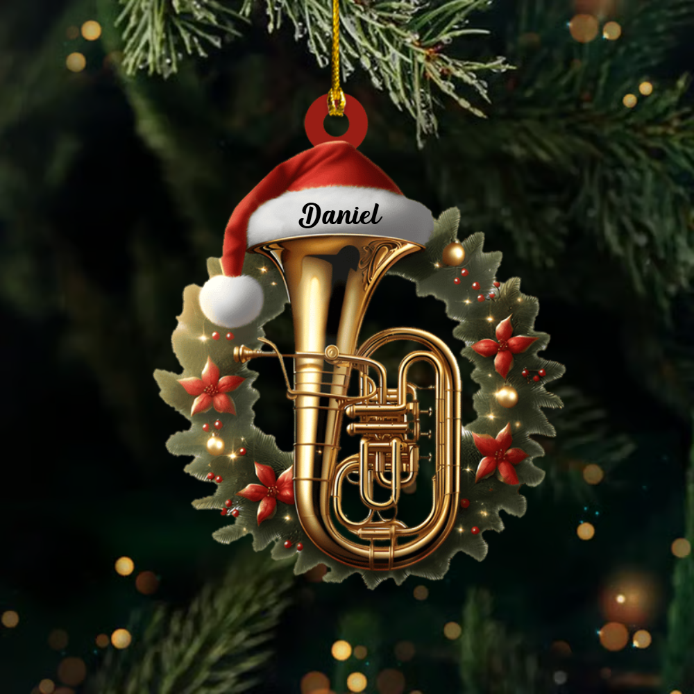 Personalized Tuba Ornament – Custom Name Brass Instrument Christmas Decoration for Musicians Ornament