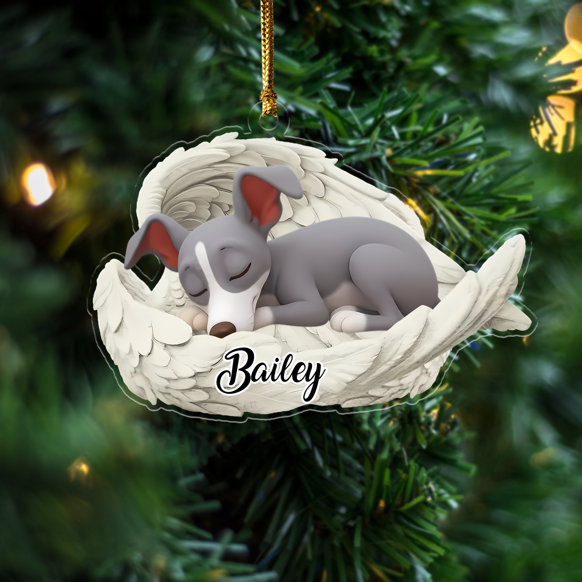 Custom Italian Greyhound Angel Ornament – Personalized Sleeping Dog Christmas Gift for Dog Lovers, Pet Memorial Tree Decoration Ornament