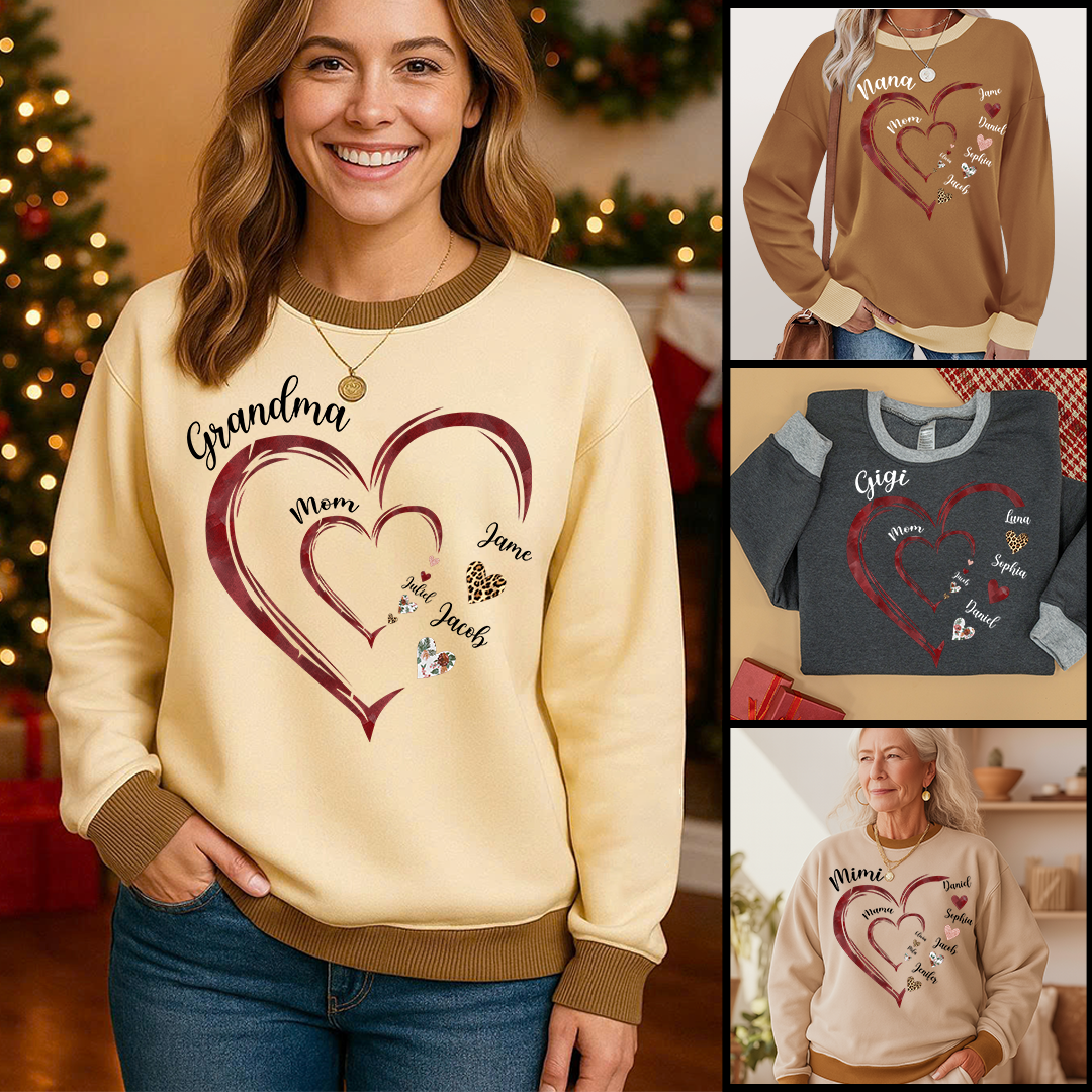 Grandma Mom and Kids Grandkids Personalized Heart Love